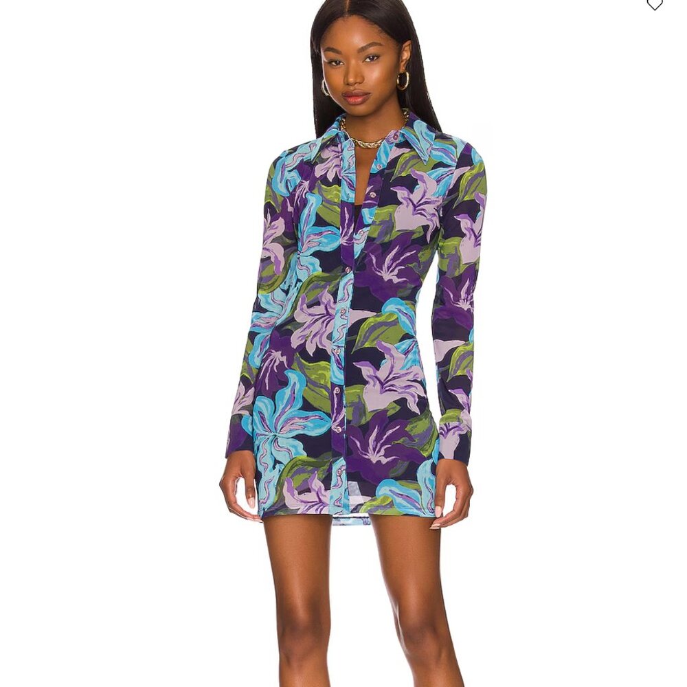 Song of Style Gianna button down floral mini dress size small NWT